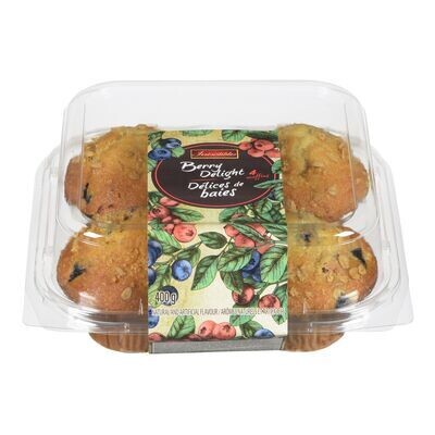 IRRESISTIBLES Muffins aux bleuets et canneberges 4 muffins, 400 g