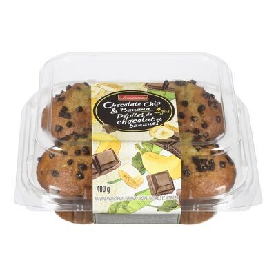 IRRESISTIBLES Muffins aux bananes et pépites de chocolat 4 muffins, 400 g