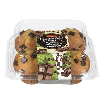 IRRESISTIBLES Muffins aux pépites et morceaux de chocolat 4 muffins, 400 g