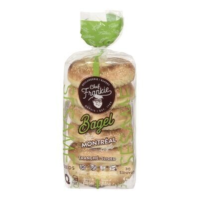 CHEF FRANKIE Bagels style Montréal aux graines de sésame tranchés 6 bagels, 480 g