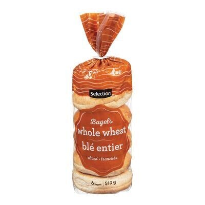 SELECTION Bagels au blé entier tranchés 510 g, 6 un