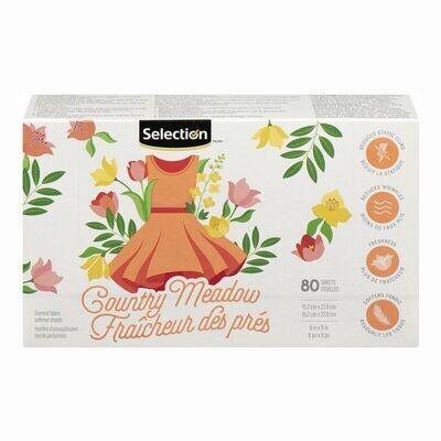SELECTION Feuilles d&#39;assouplisseur de tissus au parfum des prés 80 feuilles