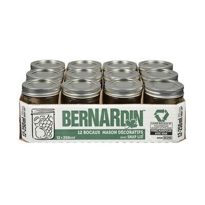 BERNARDIN Bocaux Mason décoratifs avec couvercles Snap Lid® 12x250 ml