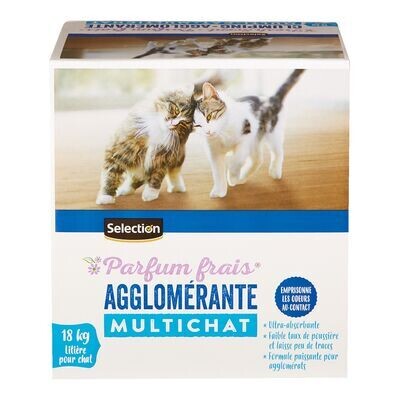 SELECTION Litière agglomérante pour chats parfumée, Format économique 18 kg