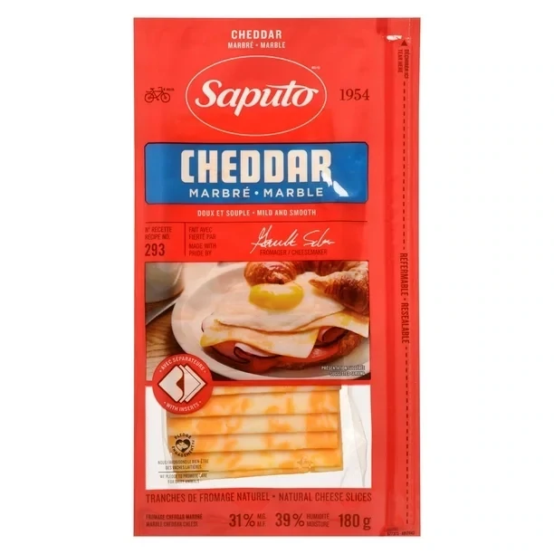 SAPUTO fromage cheddar marbré tranché 180gr