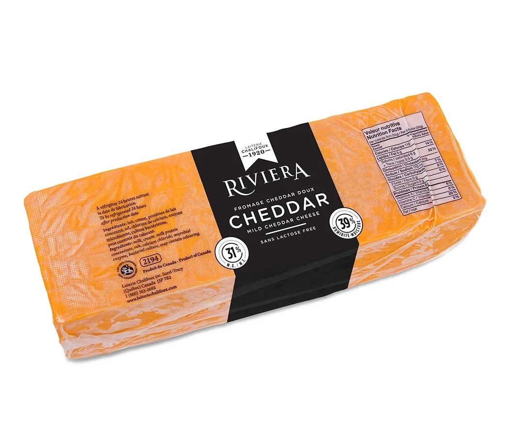 Rivièra Cheddar jaune le 100gr env. 36.90$/kg 16.74$/lb