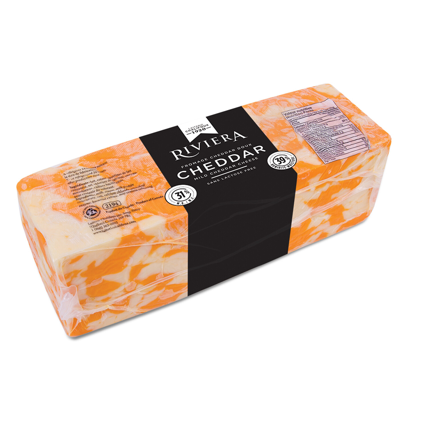 Rivièra cheddar marbré le 100gr env. 36.90$/kg 16.74$/lb
