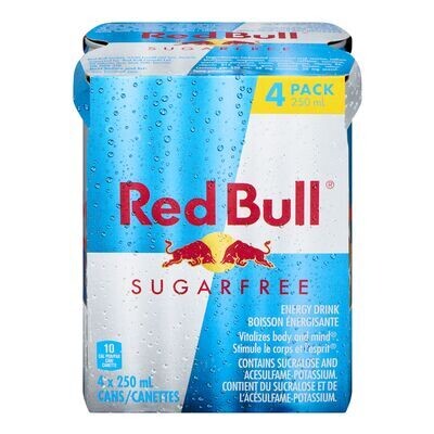 RED BULL Boisson énergisante, Sans sucre 4x250 ML
