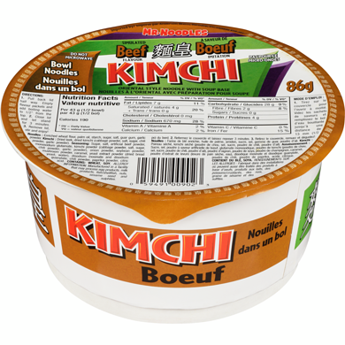 MR. NOODLES KIMCHI SOUPE BOEUF BOL 86GR