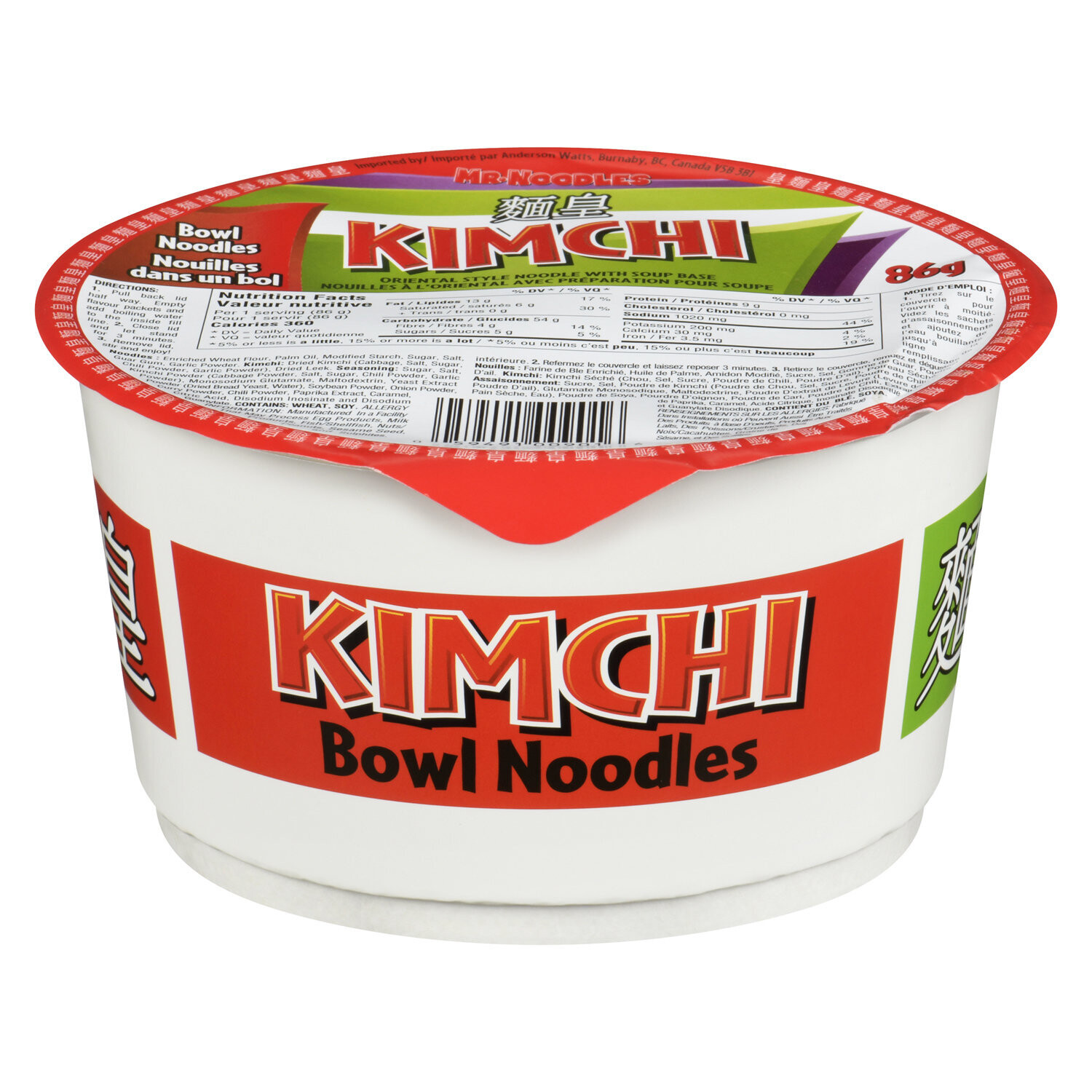 MR. NOODLES KIMCHI SOUPE TRADITIONAL BOL 86GR
