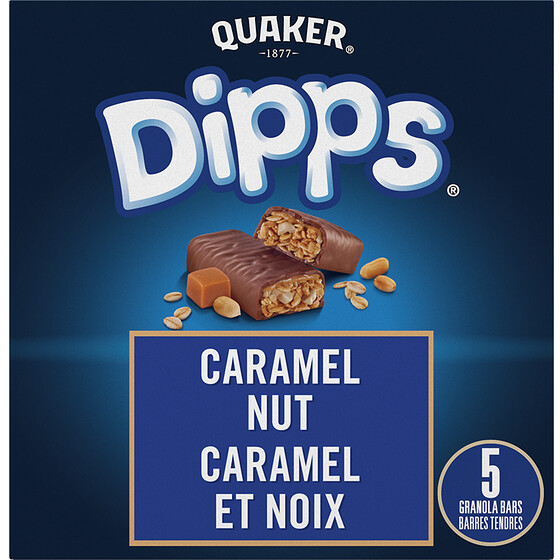 QUAKER BARRES DIPPS CARAMEL ET NOIX 156 G