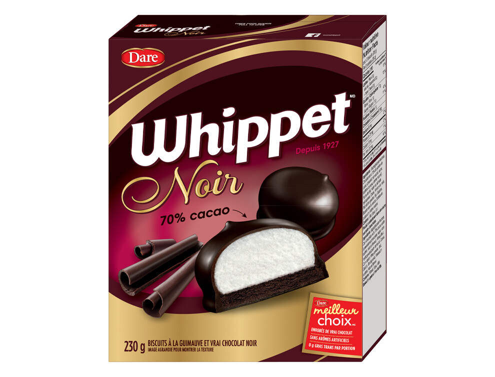 DARE Biscuits à la guimauve enrobés de chocolat noir, Whippet 230 g