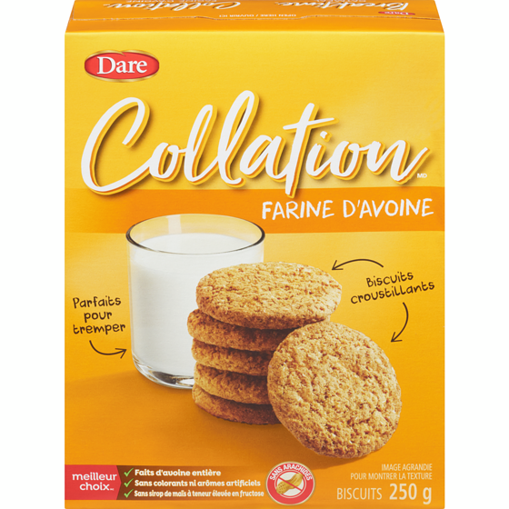 DARE Biscuits à la farine d&#39;avoine, Collation 250 g