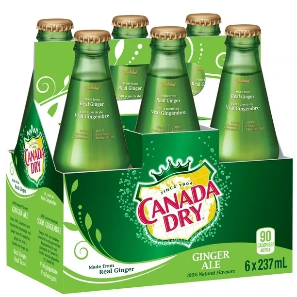 CANADA DRY GINGER ALE BOUTEILLES VERRES 6X237ML