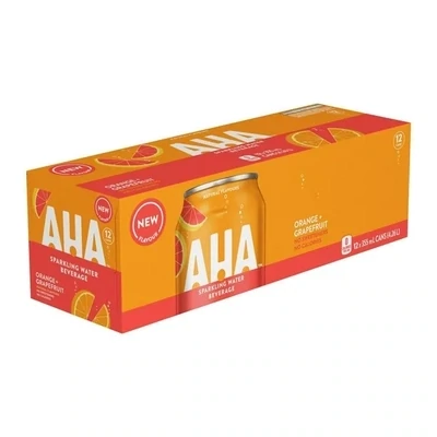 AHA EAU PETILLANTE ORANGE PAMPLEMOUSSE 12X355ML