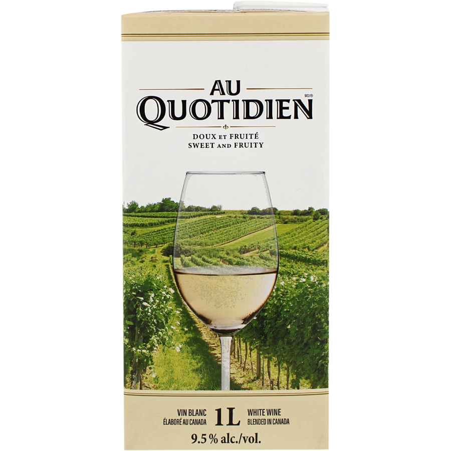 Au Quotidien doux et fruité vin blanc 9.5% ALC 1L