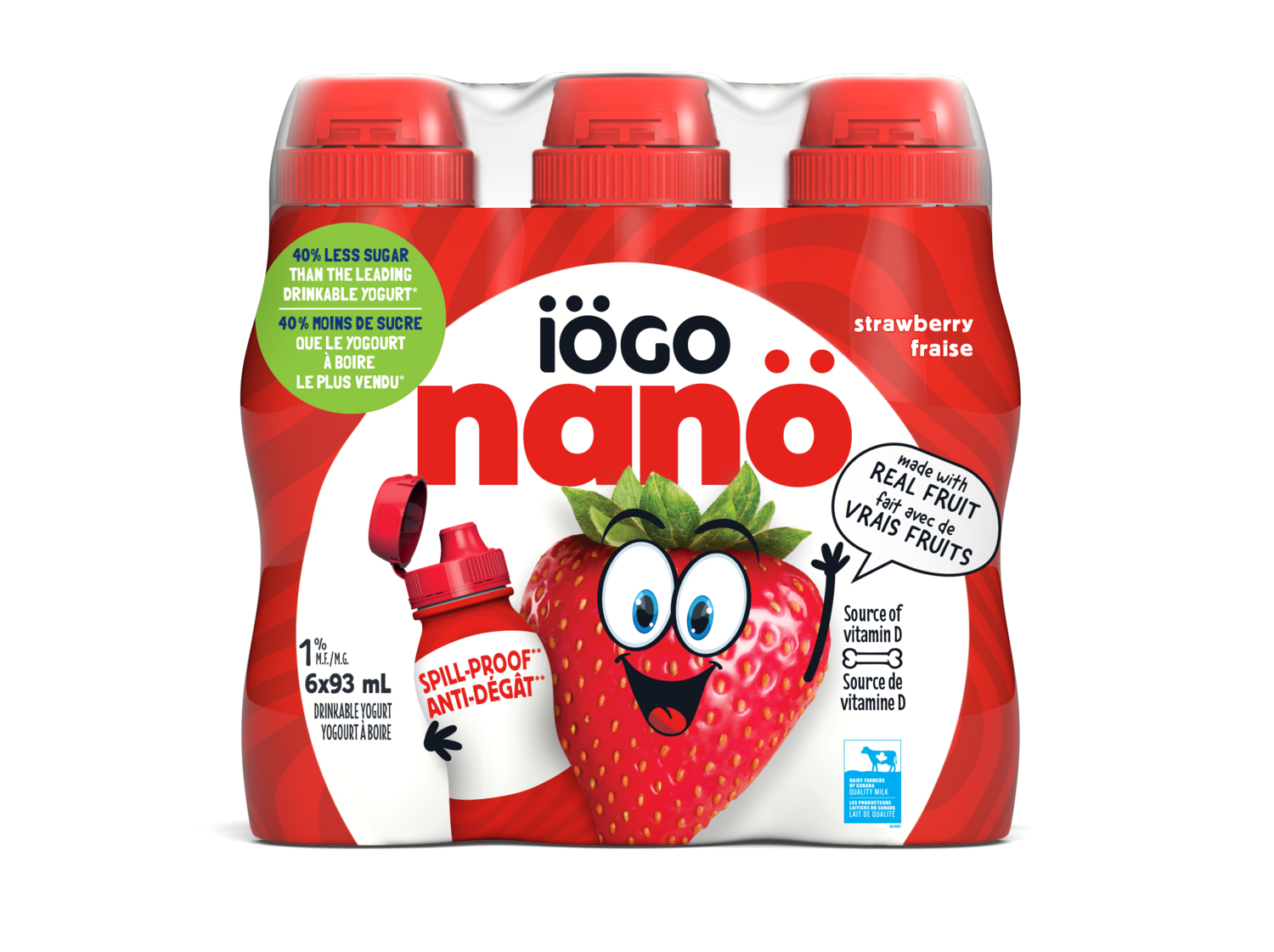 IOGO YOGOURT A BOIRE NANO FRAISE 6X93 ML