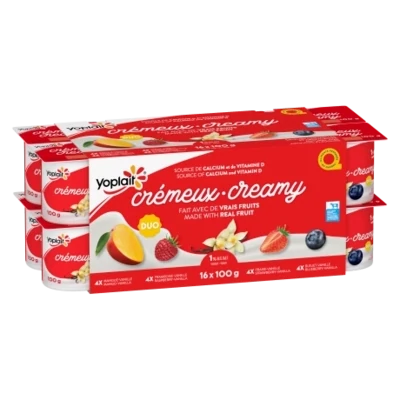 YOPLAIT YOGOURT CREMEUX DUO VANILLE + SAVEUR 16X100 GR