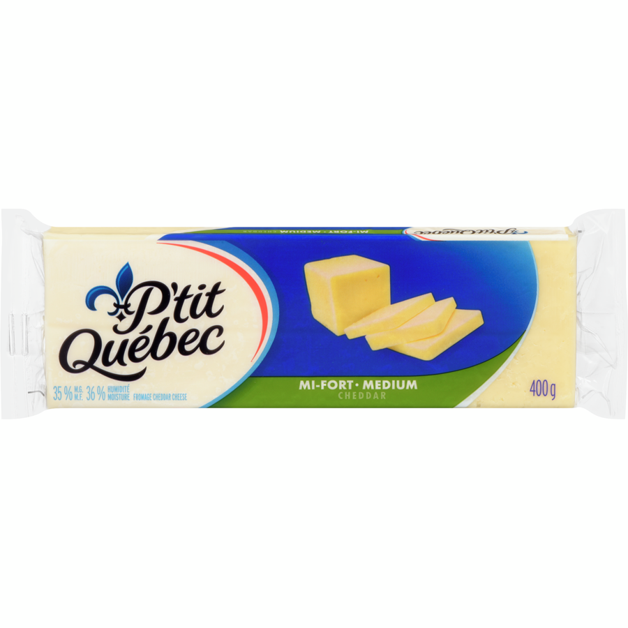 P&#39;TIT QUEBEC FROMAGE CHEDDAR MI-FORT 400 GR