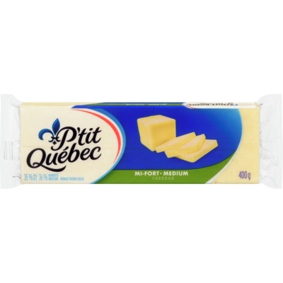 P&#39;TIT QUEBEC FROMAGE CHEDDAR MI-FORT 400 GR