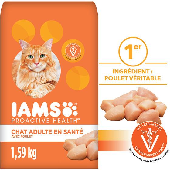 IAMS NOURRITURE CHAT ADULTE PROACTIVE POIDS ET BOULE DE POILS 1.59 KG