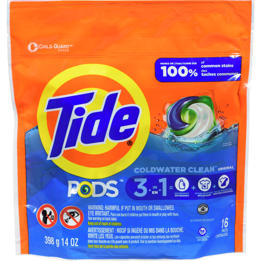 TIDE Détergent à LESSIVE en capsules au parfum Spring Meadow, Pods 16 BRASSÉES
