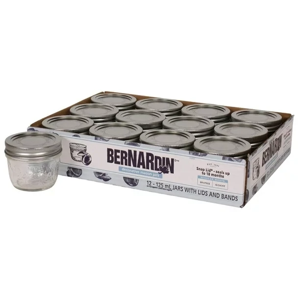BERNARDIN Bocaux Mason décoratifs avec couvercles Snap Lid® 12x125 ml
