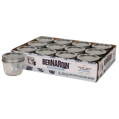 BERNARDIN Bocaux Mason décoratifs avec couvercles Snap Lid® 12x125 ml