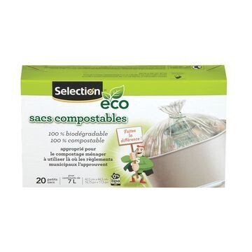 SELECTION Petits sacs à ordures compostables, Eco 20 un