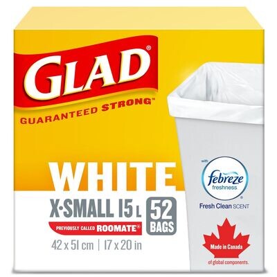 GLAD SAC X-SMALL  15L ROOMATES 42X51 CM 52UN