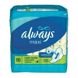 ALWAYS SERVIETTE MAXI SUPER LONGUES AILES 18 UNITES