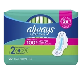 ALWAYS SERVIETTE ULTRA MINCE LONGUE AILES 20 UNITES