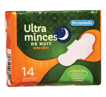 PERSONNELLE SERVIETTE ULTRA MINCE AILES NUIT 14 UNITES