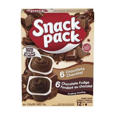 SNACK PACK POUDING CHOCOLAT ET CHOCOLAT FONDANT FAMILIALE 12
