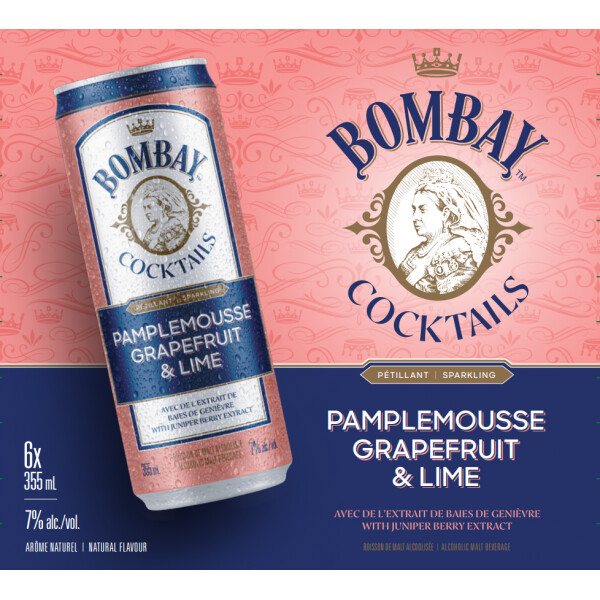 BOMBAY COCKTAILS PETILLANT PAMPLEMOUSSE LIME 6X355 ML