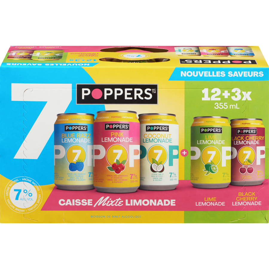 POPPERS BOISSON ALCOOLISEE LIMONADE ASSORTIS 15X355 ML