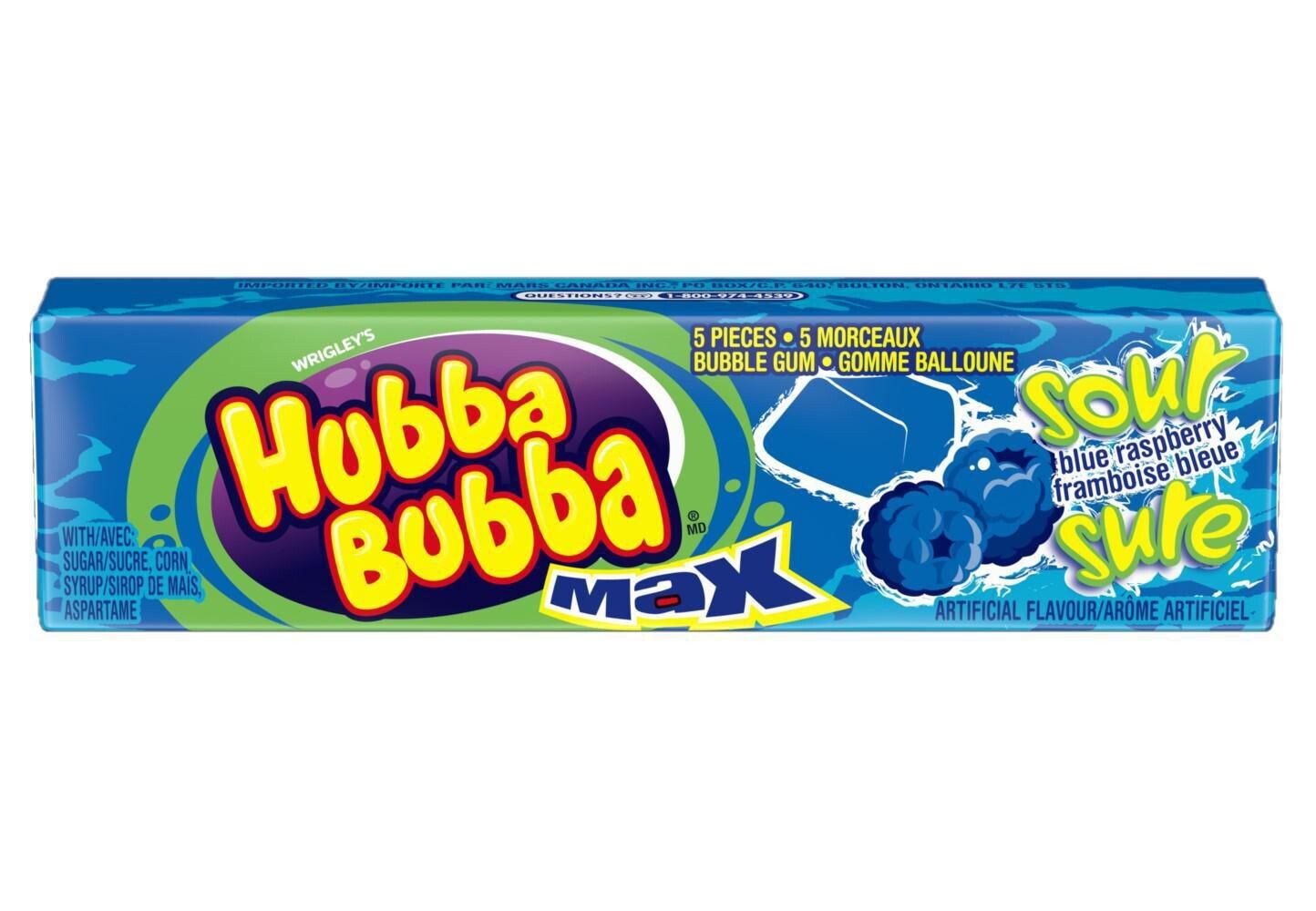 HUBBA BUBBA GOMME MAX FRAMBOISE BLEUE 5UN