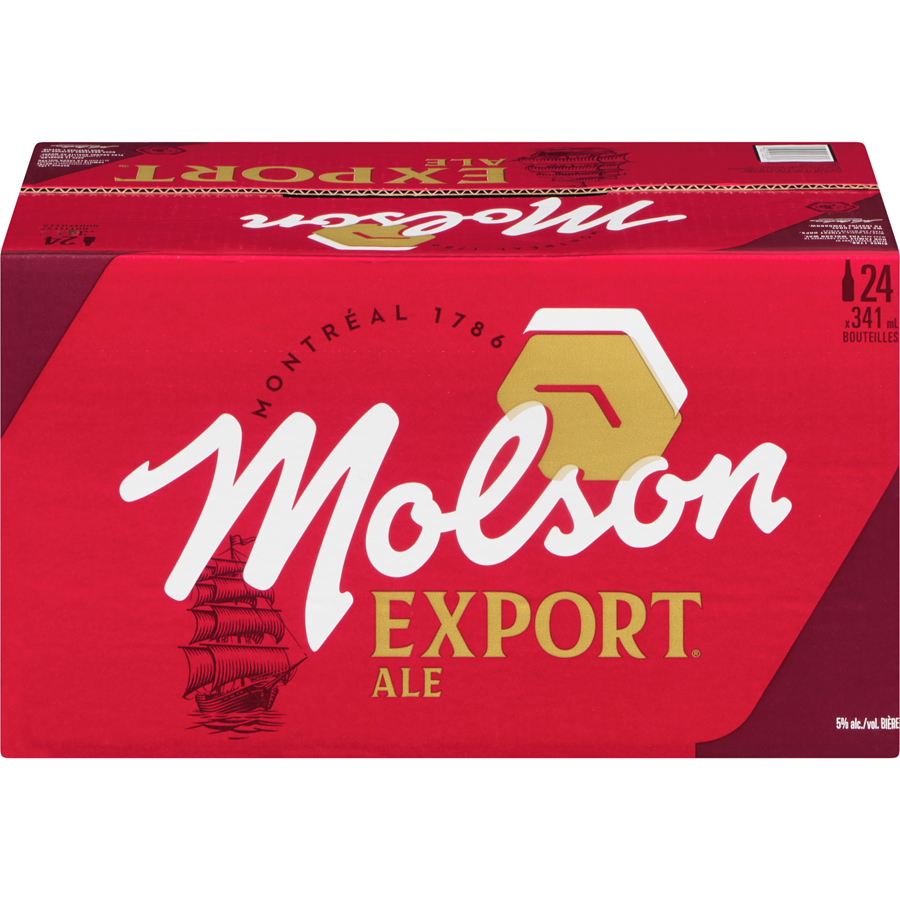 MOLSON Bière blonde 5% d&#39;alcool de type Ale, Export 24X341 ML - BOUTEILLES