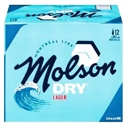 MOLSON DRY 12 BOUTEILLES 341 ML