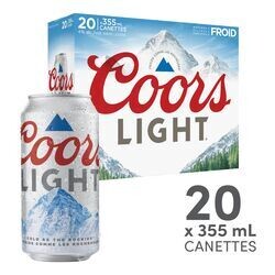 COORS LIGHT 20 CANETTES 355 ML