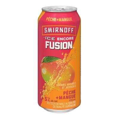 SMIRNOFF ICE Boisson de malt alcoolisée aux pêches et à la mangue, Encore Fusion 473 mL