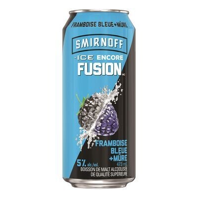 SMIRNOFF ICE Boisson de malt alcoolisée à la framboise bleue et mûre, Encore Fusion 473 mL