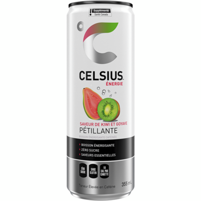 CELSIUS ENERGIE KIWI ET GOYAVE PETILLANTE 355 ML