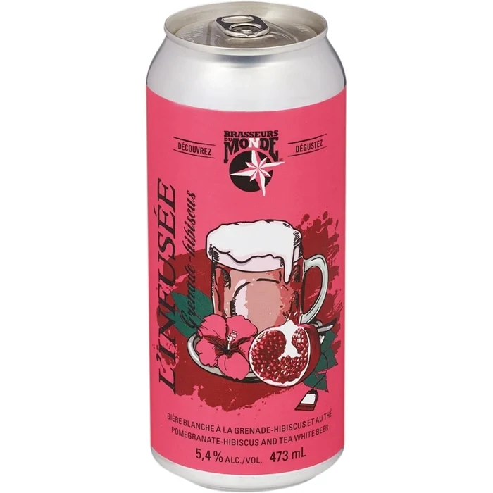 BRASSEURS DU MONDE Bière L&#39;infusée à la grenade et hibiscus 473 ML - CANETTE 8.0%ALC