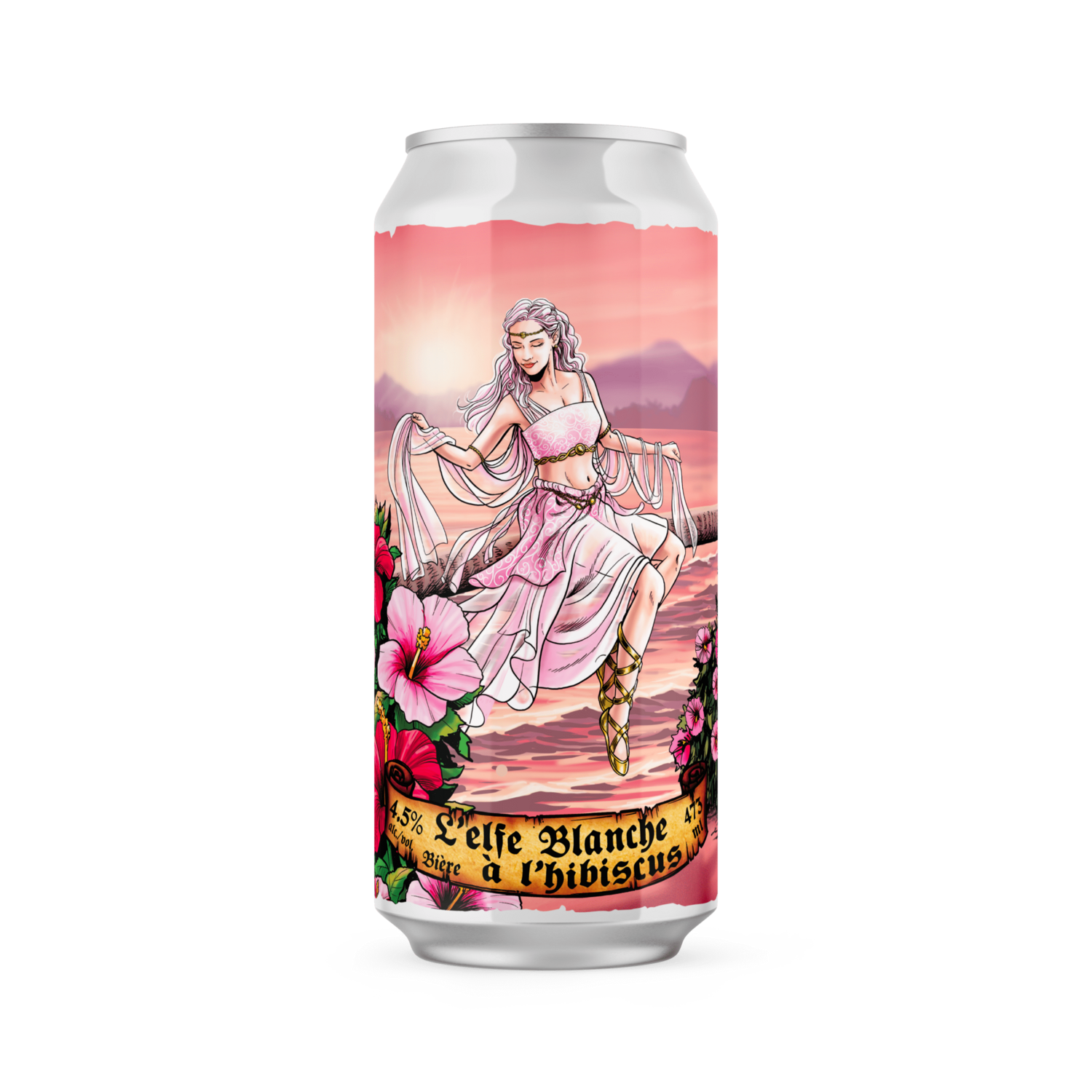 BERTHIAUME L&#39;ELFE BLANCHE A L&#39;HIBISCUS 4.5% ALC  CANETTE 473 ML