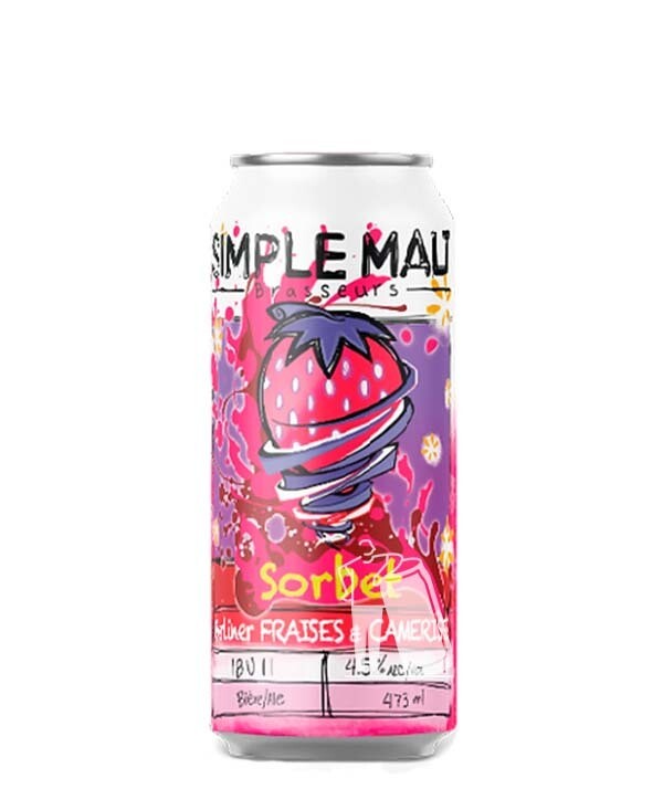 SIMPLE MALT SORBET FRAISES ET CAMERISES 4.4% ALC CANETTE 473 ML