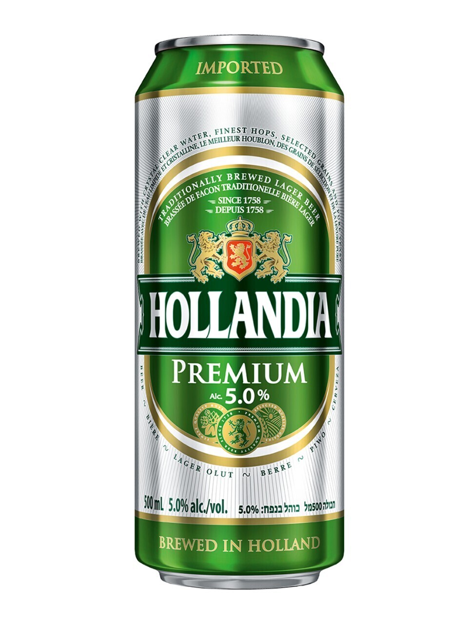 HOLLANDIA PREMIUM LAGER BIERE 5% ALC CANETTE 500ML