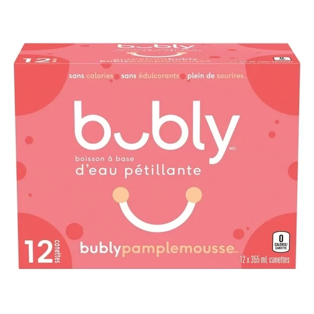 BUBLY EAU PETILLANTE PAMPLEMOUSSE 12X355ML