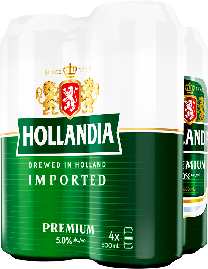 HOLLANDIA PREMIUM LAGER BIERE 5% ALC CANETTE 4X500ML