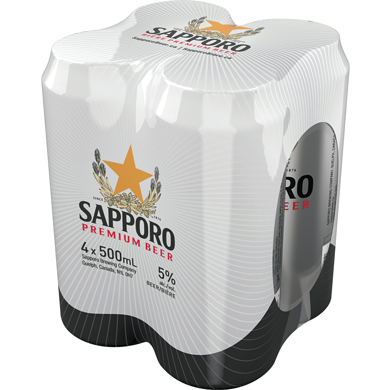 SAPPORO LAGER BIERE 5% ALC CANETTE 4X500ML